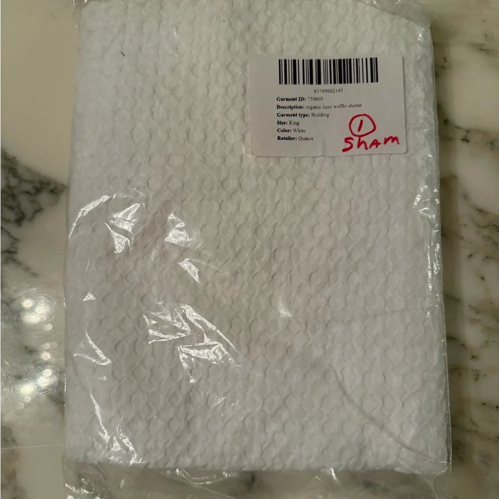 🤍 NIB Quince Organic Luxe Honeycomb Waffle Sham — White — King Size Single 🤍